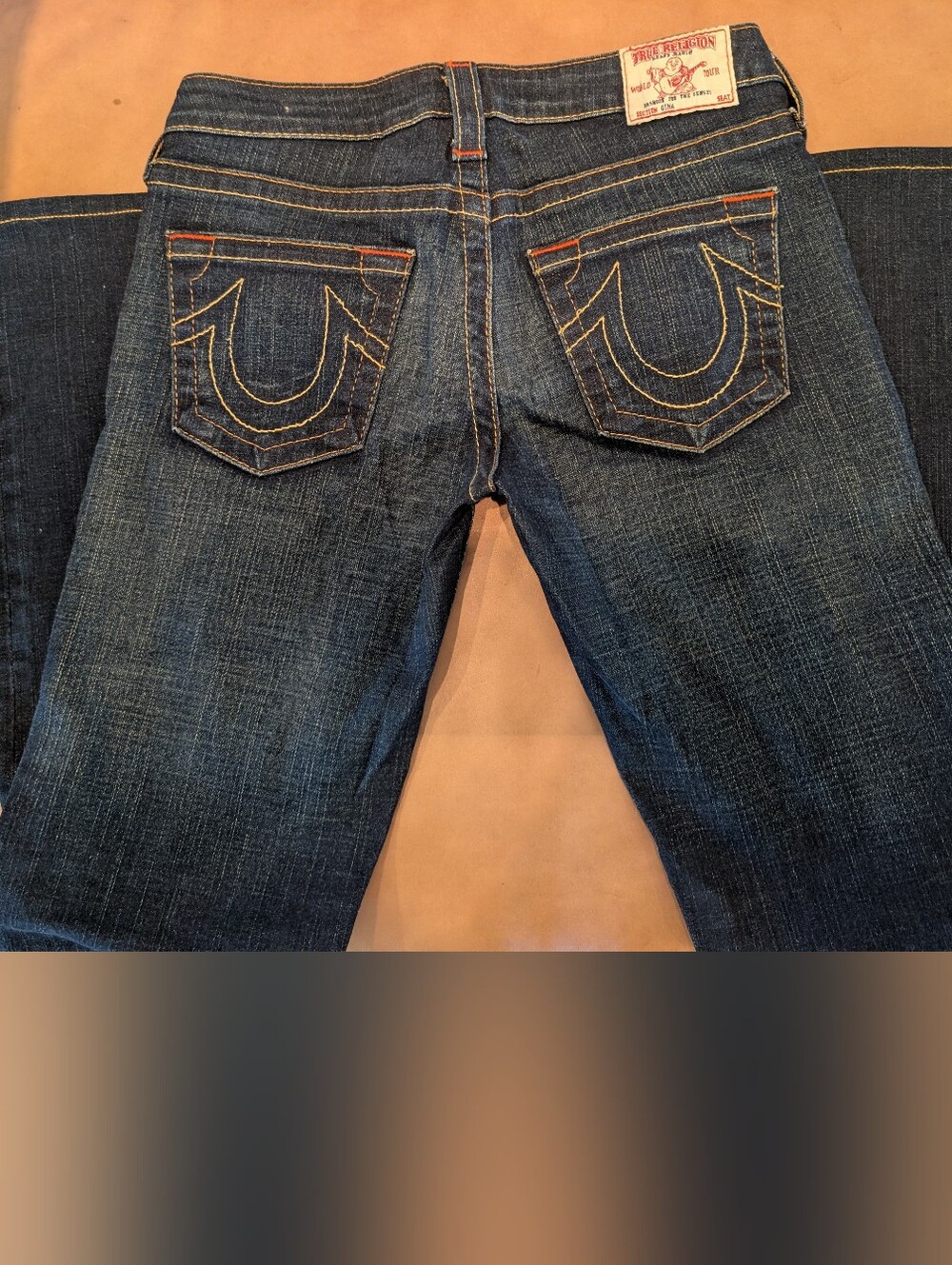 True Religion Men’s Indigo Slim Straight Jeans with Contrast Stitching